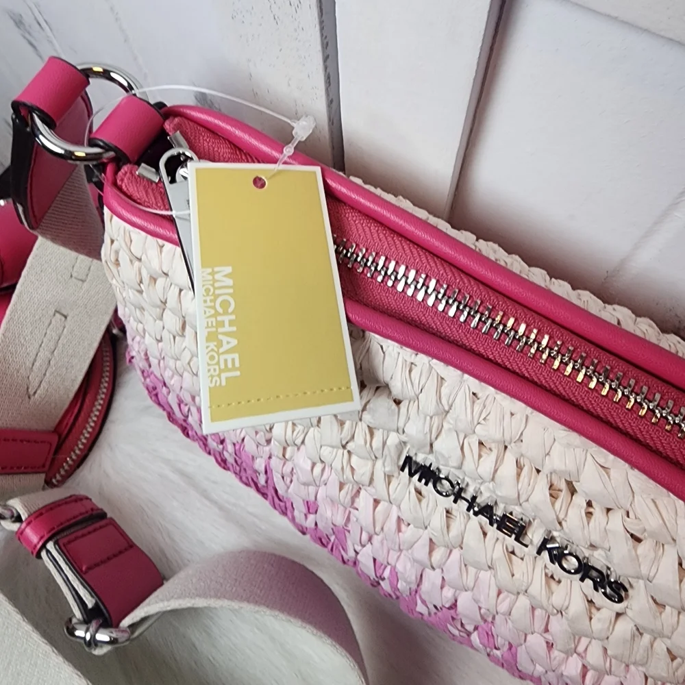 Michael Kors Jet Set Small Ombre Straw Crossbody Bag